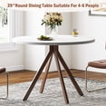 thumbnail image 6 of Soges Wood Round Dining Table for Kitchen Dining Room, 39.4inch Modern Dining Table with Metal Legs, Walnut, 6 of 11