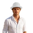 thumbnail image 5 of Ticikt Mens Breathable Mesh Fedora Hat, Summer Outdoor Short Brim Fedora Sun Hat,White, 5 of 6