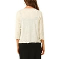 thumbnail image 3 of Allegra K Women's Leisure Open Front Self Tie 3/4 Sleeve Crop Shrug Cardigan, 3 of 6