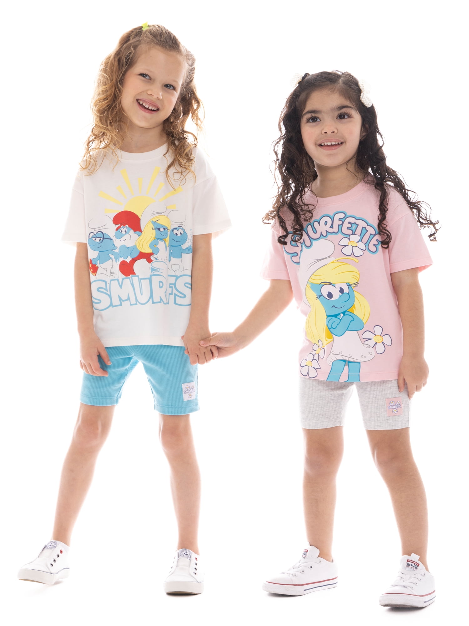 Smurfs Toddler Girls Smurfette Graphic Tee and Bike Shorts Set, 2-Piece, Sizes 2T-5T