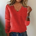 thumbnail image 3 of Classical V Neck Women's Sweater Lightweight Ribbed Knit Fabric Long Sleeve Pullover Cold Weather Essential Clothing, 3 of 9