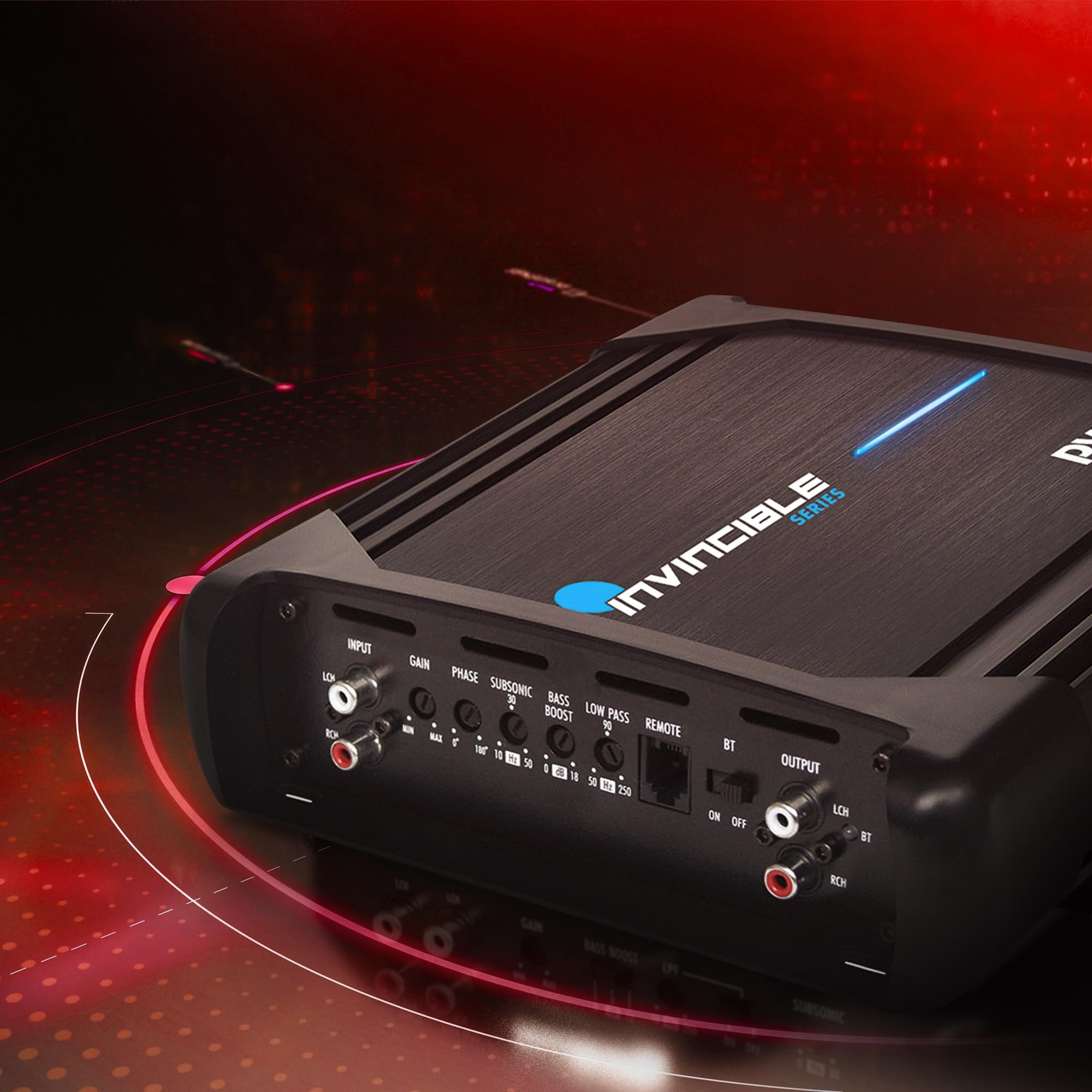 9” Pyle Class D Mosfet Amplifier - Invincible Series Monoblock Amp, 1 Channel 1000 Watts Max, Mosfet PWM Power Supply, High-Current Dual Discrete Drive Stages, Wireless BT Audio Interface