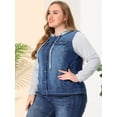 thumbnail image 3 of Women's Plus Size Layered Drawstring Hood for Women Denim Utility Jacket W Pockets Dark Blue 1X, 3 of 6