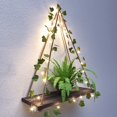thumbnail image 1 of Paquete de estantes para colgar en la pared con tira LED de estilo verde, estante flotante de cuerda de madera para decoración del hogar, 1 of 3