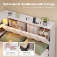 thumbnail image 6 of Twin Corner Daybed with Hidden Storage Headboard and 3 Drawers, Metal Corner Bed Frame with LED Lights & Charging Station, Twin Size Upholstered Platform Beds for Teens/Adults, White, 6 of 9