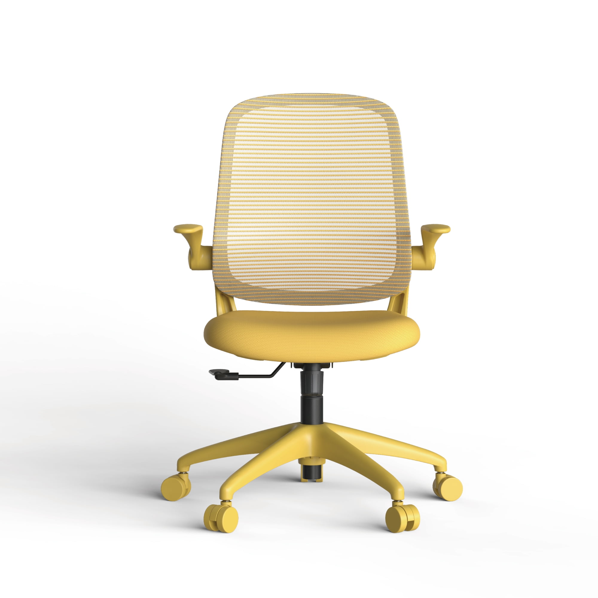 Modern Fabric Ergonomic Office Chair with 3D Flip-Up Arms, Executive Task Chair for Meeting Room, Staff Office, Yellow