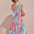thumbnail image 4 of SMihono Robe Maxi Bohème d'Été pour Femmes Grande Taille Mode Femmes Décontractée à Col en V Imprimée Sans Manches Mi-Longue Robe Taille Plage Évasée Robe d'Été, 4 of 6