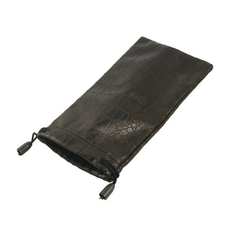 - Drawstring Closure Dark Brown Cellphone Pouch Plain Glasses Pocket Bag Pouch