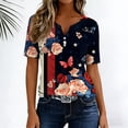 thumbnail image 7 of Xdegoge 4Th of July Patriotic T Shirts for Women USA American Flag Short Sleeve V Neck Stars and Stripes Casual Fit Floral Rose Graphic Summer Tops, 7 of 7