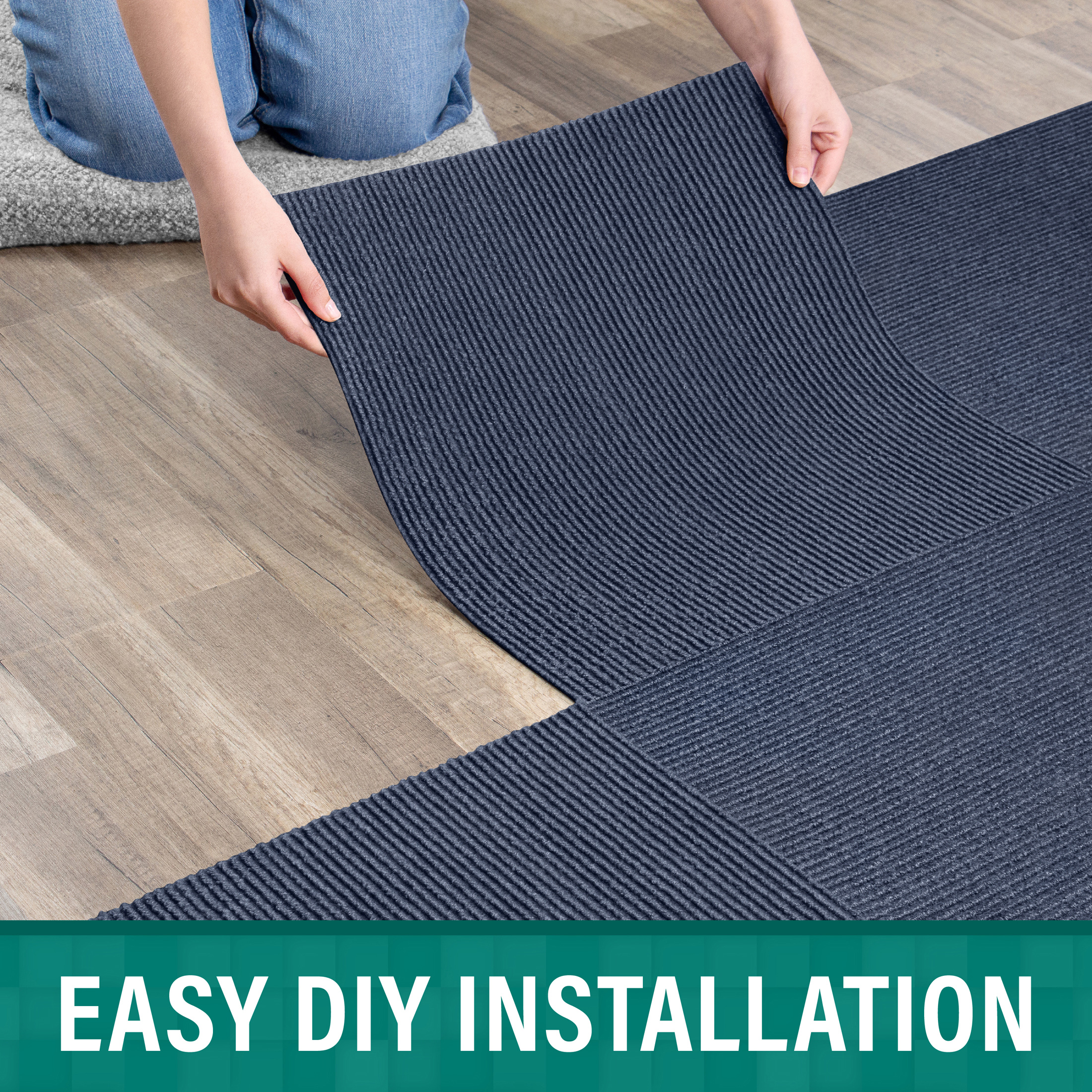 French Broad Blue Peel-and-Stick Carpet Tiles 22.5 sq ft 10 Tiles Per Box
