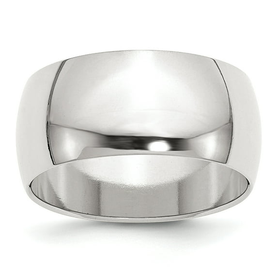 925 Sterling Silver Polished 10mm Half Round Size 9.5 Band Ring Ring for Women and Men
