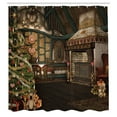thumbnail image 2 of Ambesonne Christmas Shower Curtain, Winter Celebration, 69"Wx84"L, Taupe Brown, 2 of 4