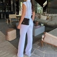 thumbnail image 2 of Wefads Women Two Piece Set Office Fashion Laple Contrast Button Sleeveless Vest Jacket Slim Top Loose With Pockets Pants Sets, 2 of 4