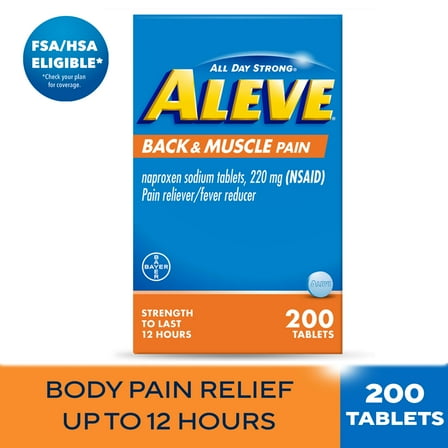 Aleve Back & Muscle Pain Reliever Naproxen Sodium Tablets, 200 Count