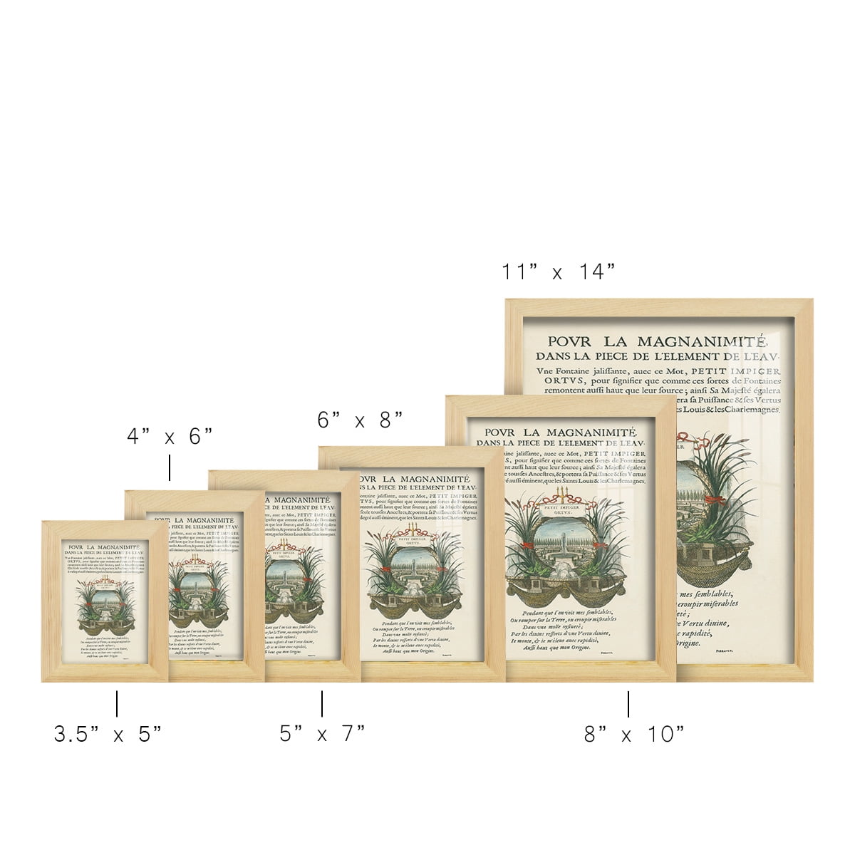 Printed Embellished Bookplate II - Framed Print w/glass - Natural Wood