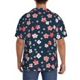 thumbnail image 3 of Balery Cherry Blossoms Camisa Casual de Manga Corta con Botones para Hombre, Texturizada, Estilo Cubano, para Playa, Verano-4X-Large, 3 of 5