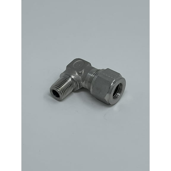 HOKE 8LM6316 3/8 INCH Pipe Thread, Fitting, Male NPT, Elbow Body, 1/2 INCH Outside Diameter, Stainless Steel
