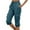 Blue, variant on DuoJiaJ 2025 Women's Elastic Waistband Pocket Solid Color Quarter Workwear Pants Plus Size Casual Pants Women