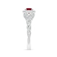thumbnail image 3 of ANGARA Natural Nature Inspired Ruby Halo Ring with Leaf Motifs in 14K White Gold for Women (Size-5mm) | July Birthstone, Birthday, Anniversary, Jewelry Gift for Women | Natural Ruby Ring, 3 of 10