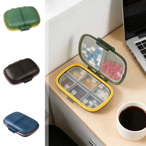 Aoznliie Travel Pill Organizer,Portable Pill Case with 7 Removable Compartments,Moisture-Proof Pill Container for Daily Vitamins,Green
