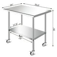 thumbnail image 2 of PRIJESSE Stainless Steel Commercial Kitchen Prep & Work Table with 4 Casters (Wheels) - 36 L x 24 W Inches, 2 of 10