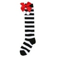 thumbnail image 3 of nvzhuang Girl Christmas Thigh High Socks, Striped Print Teen Girls Over the Knee Long Socks with Bowknot, 3 of 3