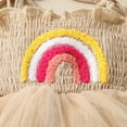thumbnail image 5 of mgoYE Baby Girl 1st Birthday Clothes Rainbow Embroidery Tulle Dress Sleeveless Romper Bodysuit Cake Smash Outfit(Beige,9-12 Months), 5 of 9