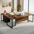 thumbnail image 4 of Tribesigns 70.8” L-Shaped Executive Desk with File Cabinet, Large Executive Office Desk with Removable File Cabinet, Modern Business Furniture Set for Home Office, Rustic Brown, 4 of 5
