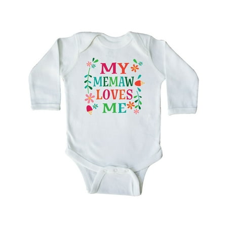 

Inktastic My Memaw Loves Me Girls Gift Gift Baby Girl Long Sleeve Bodysuit