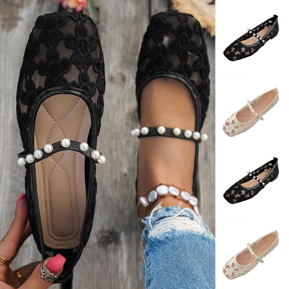 Miqool Womens Mesh Ballet Flats Round Toe Closed Toe Slip On Soft Sole Breathable Casual Lightweight Comfortable Flat Shoes