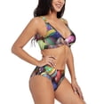 thumbnail image 2 of Wukai Easter Eggs1 Women's Bikini Set Two Piece,wimsuit High Waisted V Neck Twist Front Adjustable Spaghetti Straps Bathing Suit-Large, 2 of 7