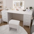 thumbnail image 4 of White Computer Desk with Fabric Drawers for Storage, 55 inch Home Office Desk with 8 Fabric Drawers, Writing Study Desk for Bedroom, 4 of 7