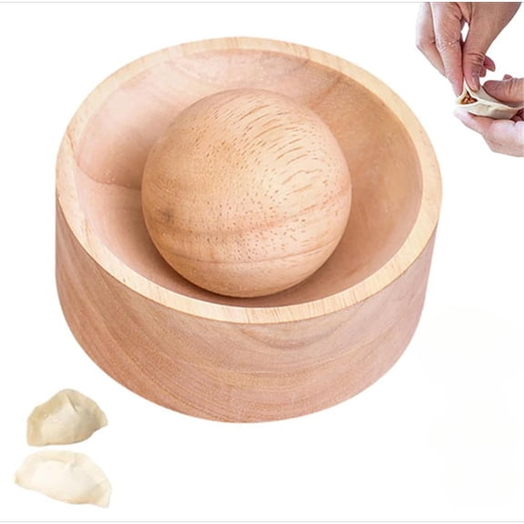 Wood Dumpling Maker Press Tool with Handle, Empanada Mold for Home Kitchen Cooking