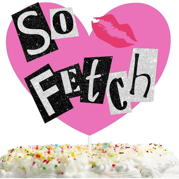 So Fetch Cake Topper Lip Heart Pink Glitter Bachelorette Theme ...