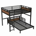 thumbnail image 6 of Bellemave Full Over Full Bunk Bed, Separable Bunk Beds Frame with Headboard and Rails, Bunk Beds Can Turns Into Loft Bed and Platform Bed for 2 People (Walnut+Black）, 6 of 8