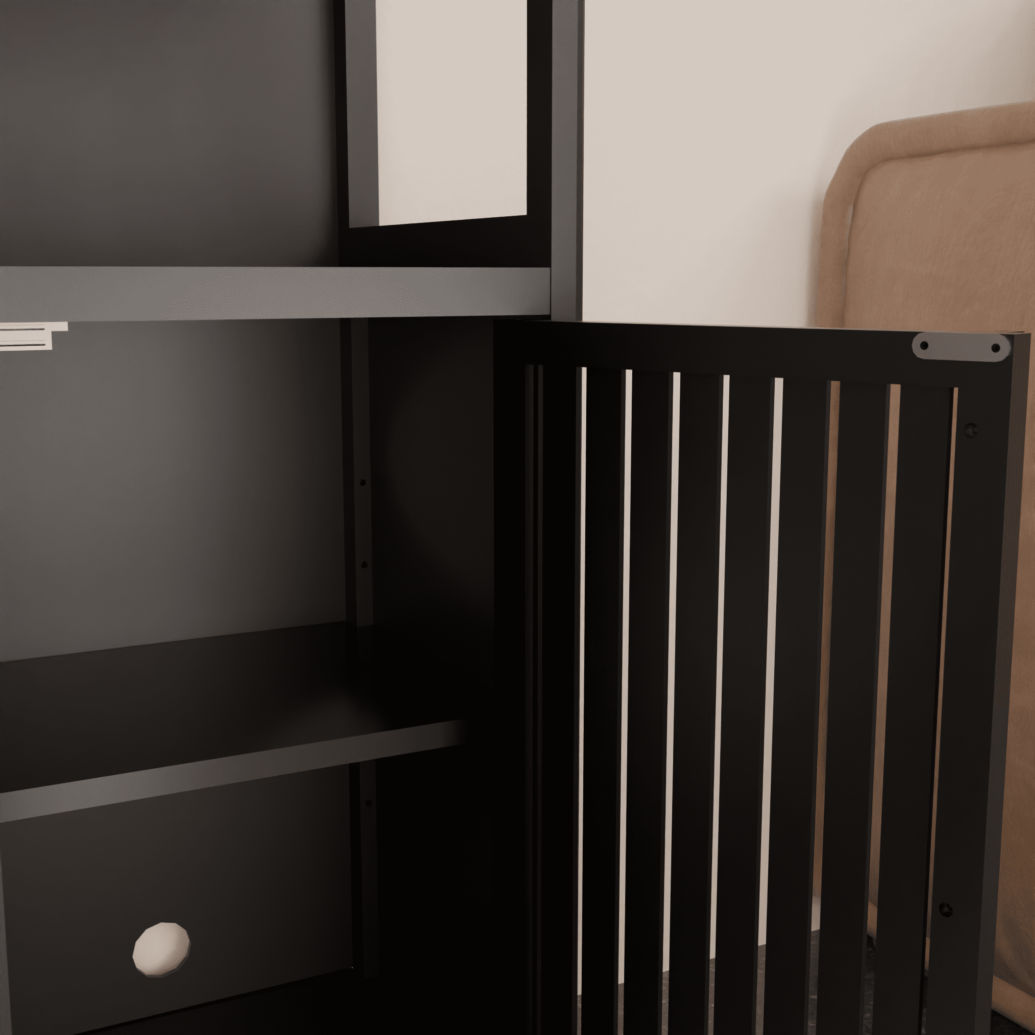 Yoneston 4-Tier Bamboo Bathroom Shelf Storage Cabinet, Tall Slim Cabinet Freestanding with Shelves and Door, Display Shelves for Living Room, Black