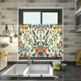 thumbnail image 4 of Yayeee Kitchen Curtains Light Filtering 27"x24" Rod Pocket Short Cafe Window Panel, Green Floral Pattern, 4 of 7