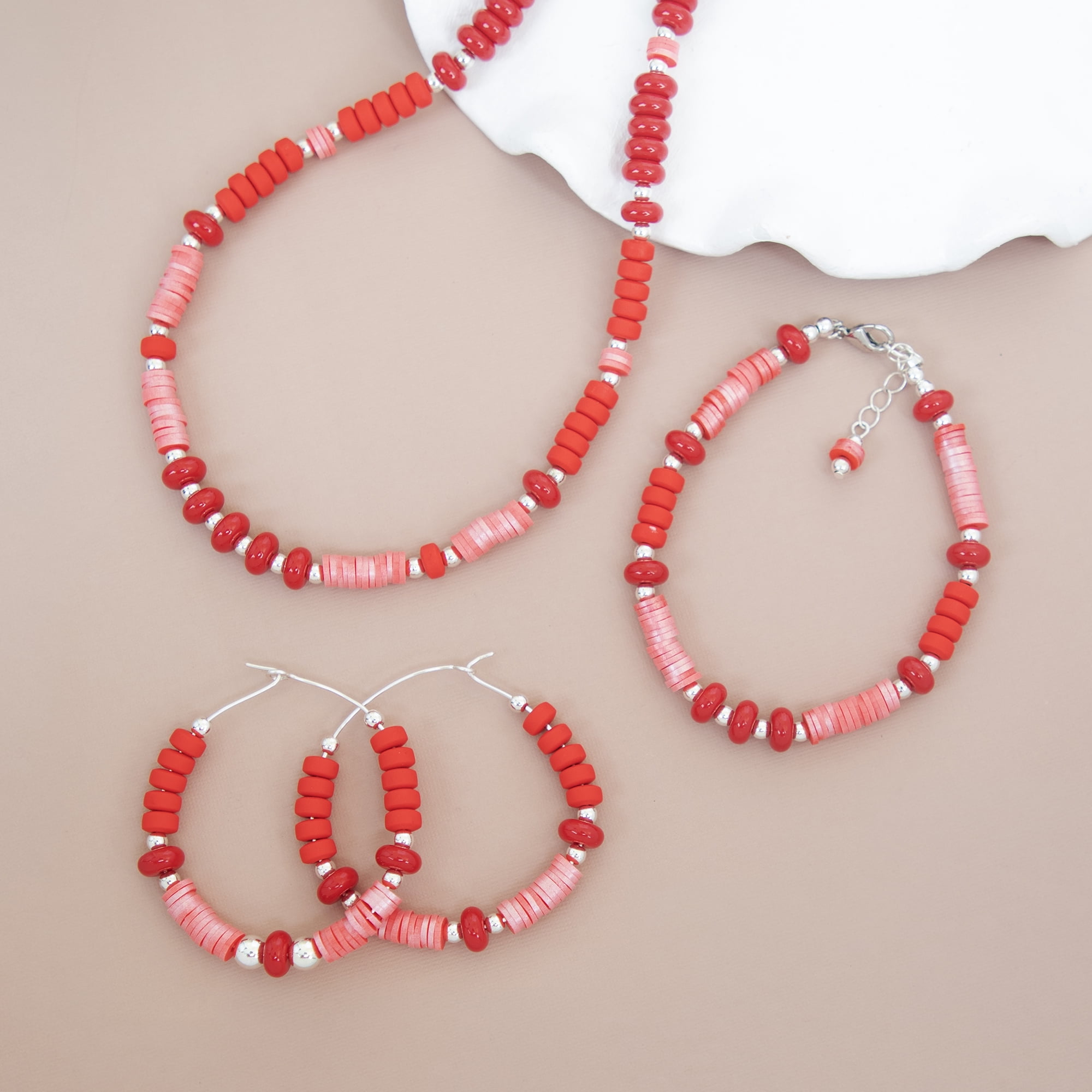 Red Heishi Bead Strand for Vibrant DIY Jewelry Crafting Supplies