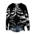 thumbnail image 6 of Feancey Christmas Tree Sweatshirts for Women Fall Xmas Sparkly Graphic Crewneck Sweatshirt Holiday Casual Long Sleeve Pullover Tops Black XL, 6 of 7