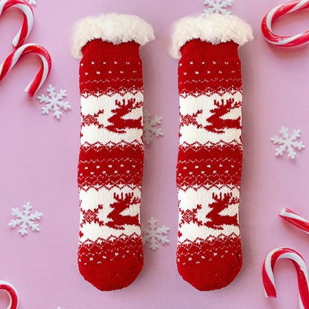 

christmas socks for women 1 Pairs Slipper Socks Home Floor Socks Winter Warm Fuzzy Lined Socks Super Soft Socks Unisex