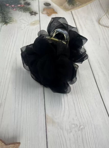 2 Pack Mesh Flower Design Shark Clips - Strong Grip for Thick Hair, Elegant and Minimalist Style for Everyday Use, Commuting and Dating