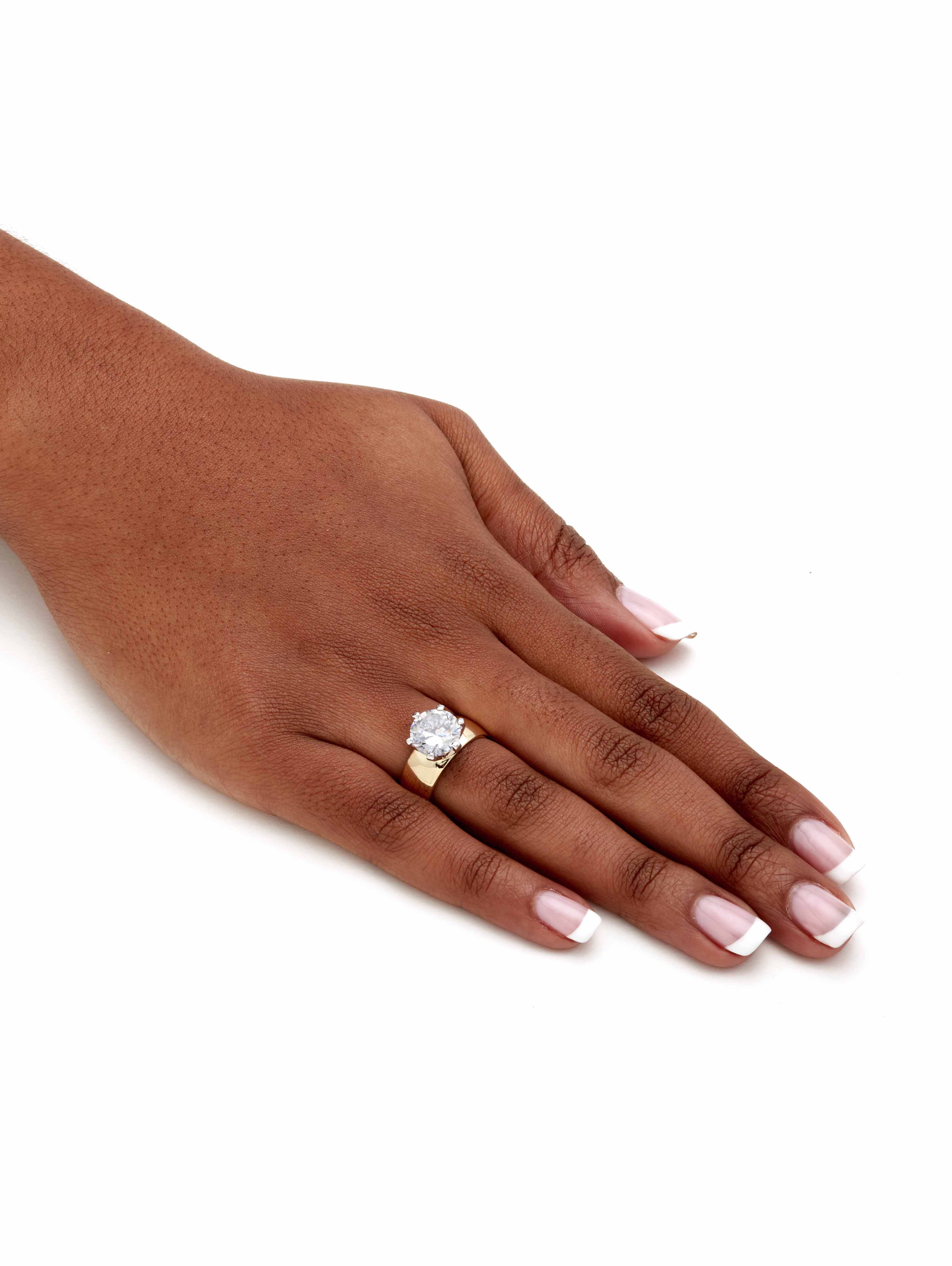PalmBeach Jewelry 4 TCW Round Cubic Zirconia Solitaire Ring in Gold-Plated, Rose Gold-Plated or Silvertone