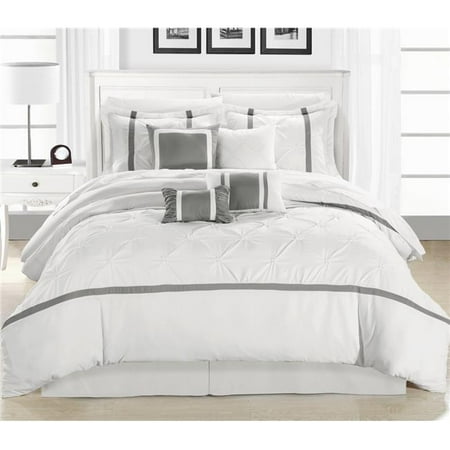 Chic Home 127CK107-US Comforter Set - White, Vermont & Silver - King - 8 Piece