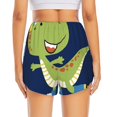 thumbnail image 4 of Xecao's Dino Playing Roller Skate for a double-layer running short for women, perfect for gym, tennis, and more, featuring a convenient pocket., 4 of 9