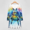 thumbnail image 4 of Watercolor Sea Turtle Cute Long Sleeve Dresses For Women Vintage Elegant Party Dress Oversized V-neck Dress S-8XL, 4 of 7