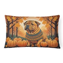 Carolines Treasures DAC1070PW1216 16 x 12 in. Unisex Shar Pei Fall Fabric Decorative Pillow
