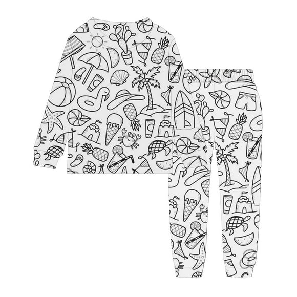 AJIWYH Pyjamas pour Enfants Filles Ensemble de Pyjamas Peints à la Main pour Garçons et Filles Peut Jouer et Porter Ensemble de Pyjamas Colorés Enfants Blanc, 9-10 Ans