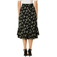 thumbnail image 3 of MODA NOVA Juniors Printed Elastic High Waist Ruffled Hem Zipper Midi Skirt, 3 of 5