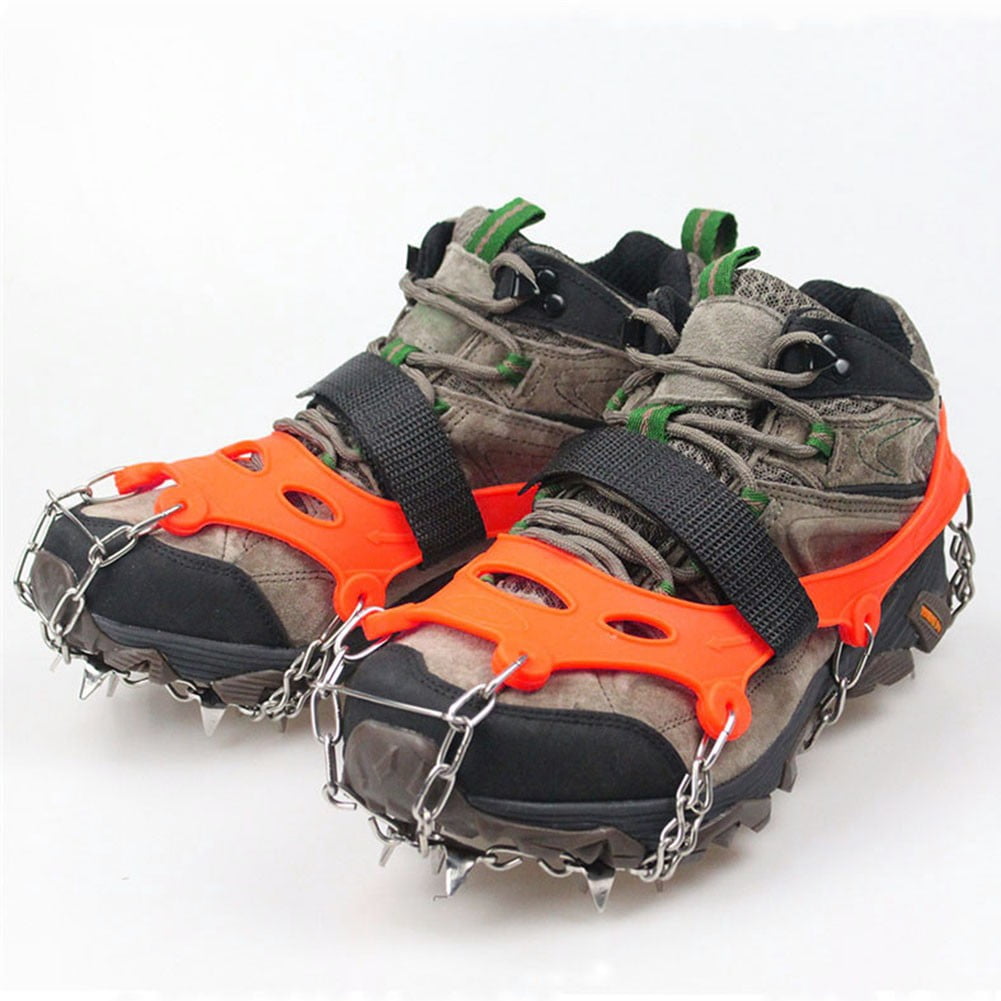 24Teeth Steel Claws Crampons Spikes Non-slip Ice Snow Climbing Shoes Cover NEW 