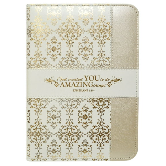 Journal-2018 Divine Details-Zippered -Cream and Gold- Amazing You